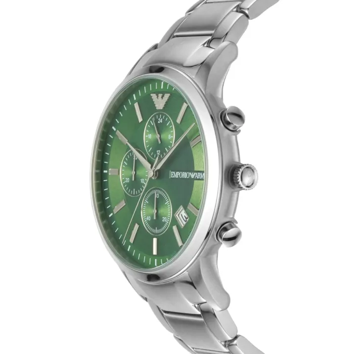 Emporio Armani Renato Chronograph Green Dial Silver Steel Strap Watch For Men - AR11507 - Image 3
